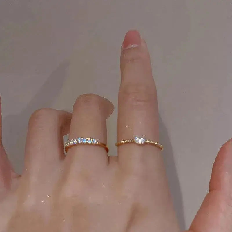 Heart Shaped Zircon Ring Mood Tracker Elegant Wedding Band