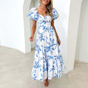 Floral Cutout Puff Sleeve Dress