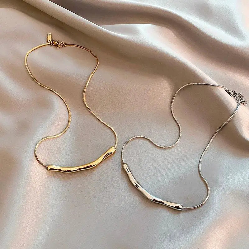 European American Stainless Steel Gold Collarbone Chain