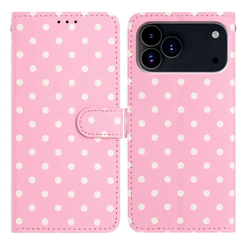 Wave Dot Flip Leather Wallet Card Bag Case for IPhone Air 17 16 E 15 13 11 18 Pro Max 14 Plus 12 Mini 17E I Phone Women Cover