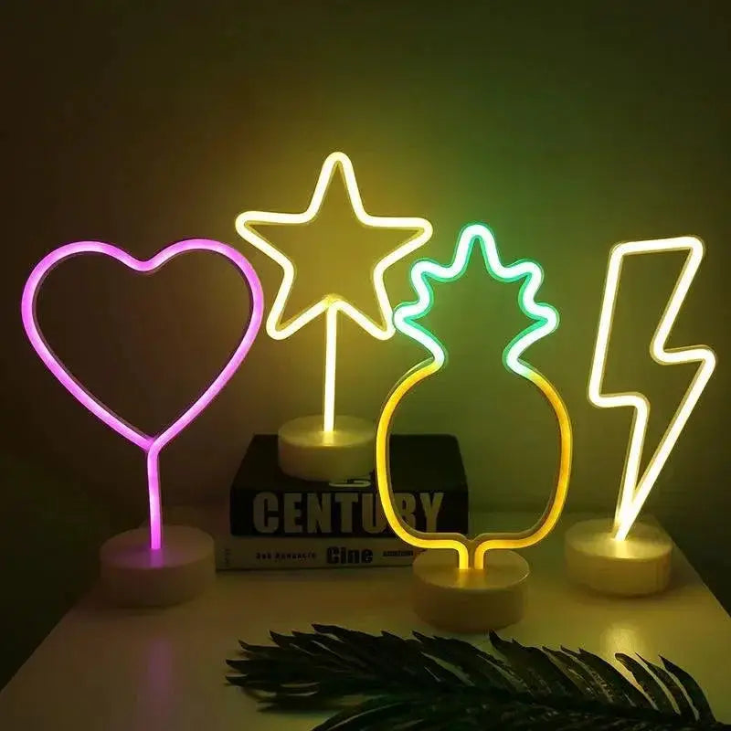 Neon Star Moon LED USB Night Light for Home Decor Accent