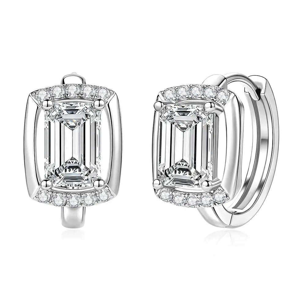 Emerald Cut Moissanite Gold Hoops — product image 9