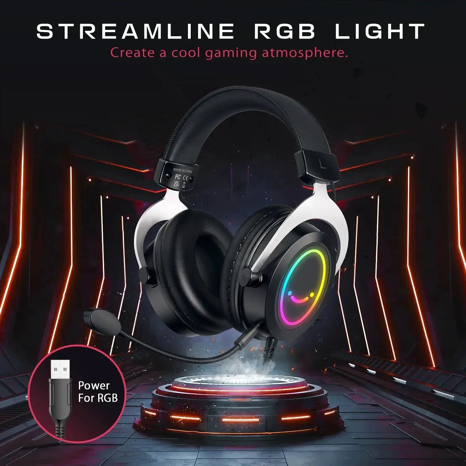 Dynamic RGB Gaming Headset With Microphone Control
