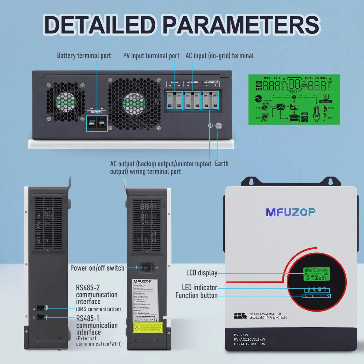 MFUZOP 3300W 24V Solar Inverter