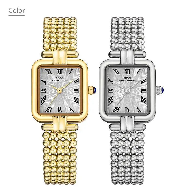 Luxurious Square Dial Silver Steel Womens Watch Timeless