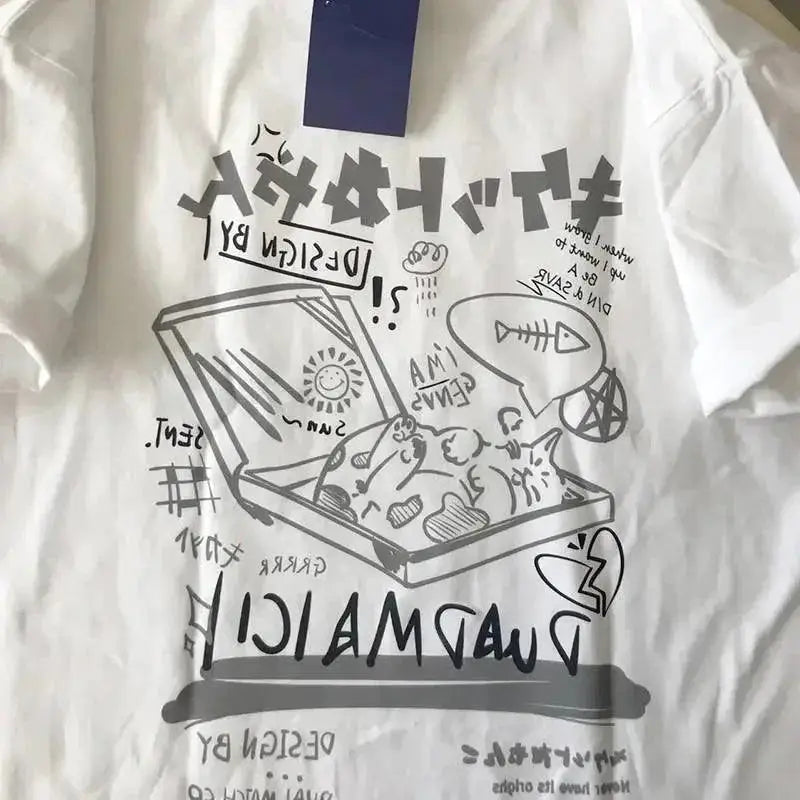 Harajuku Anime Streetwear Tee Trendy Couple Print Women
