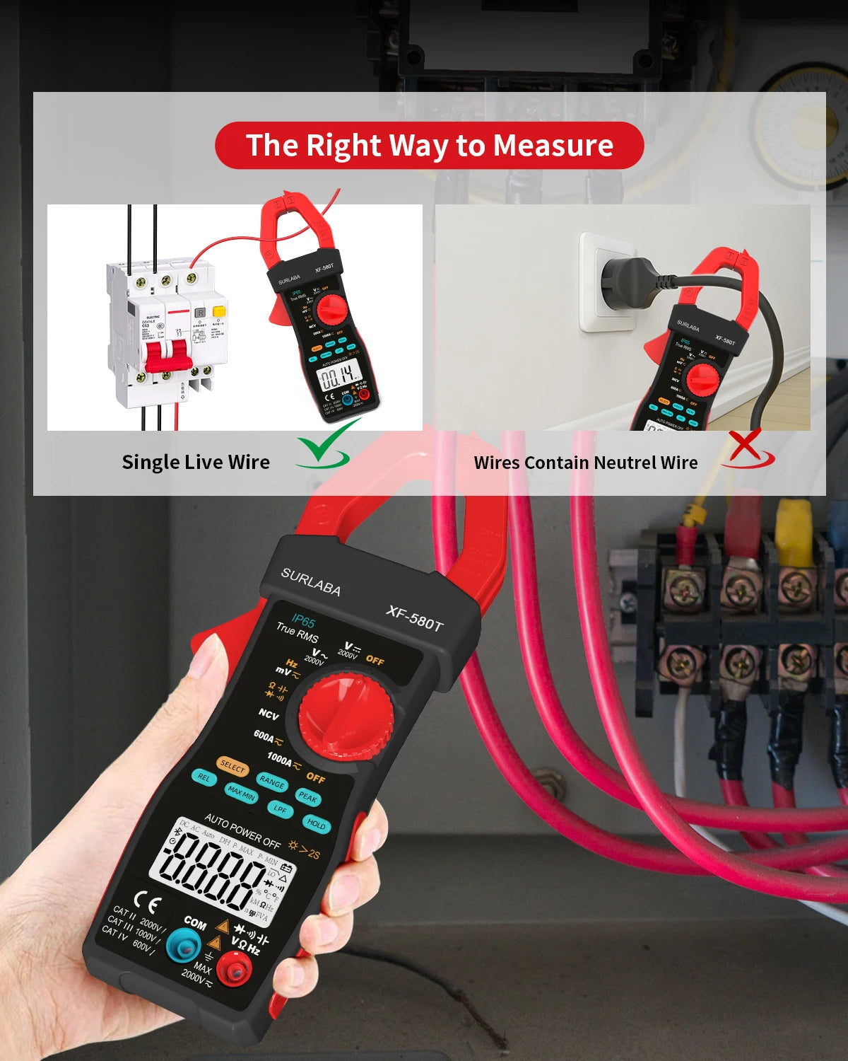 Clamp Meter Multimeter , Counts True-RMS Solar Pro AC/DC Digital — product view 5