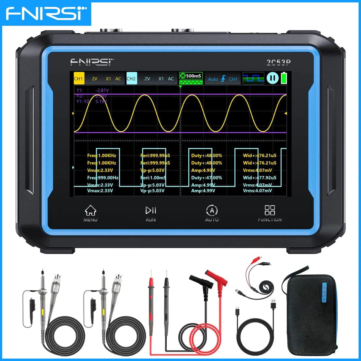 FNIRSI 2C53P Touch Screen Digital Oscilloscope+Multimeter+Signal Generator 3IN1 Dual Channel 50MHZ Automatic Osciloscópio Tools