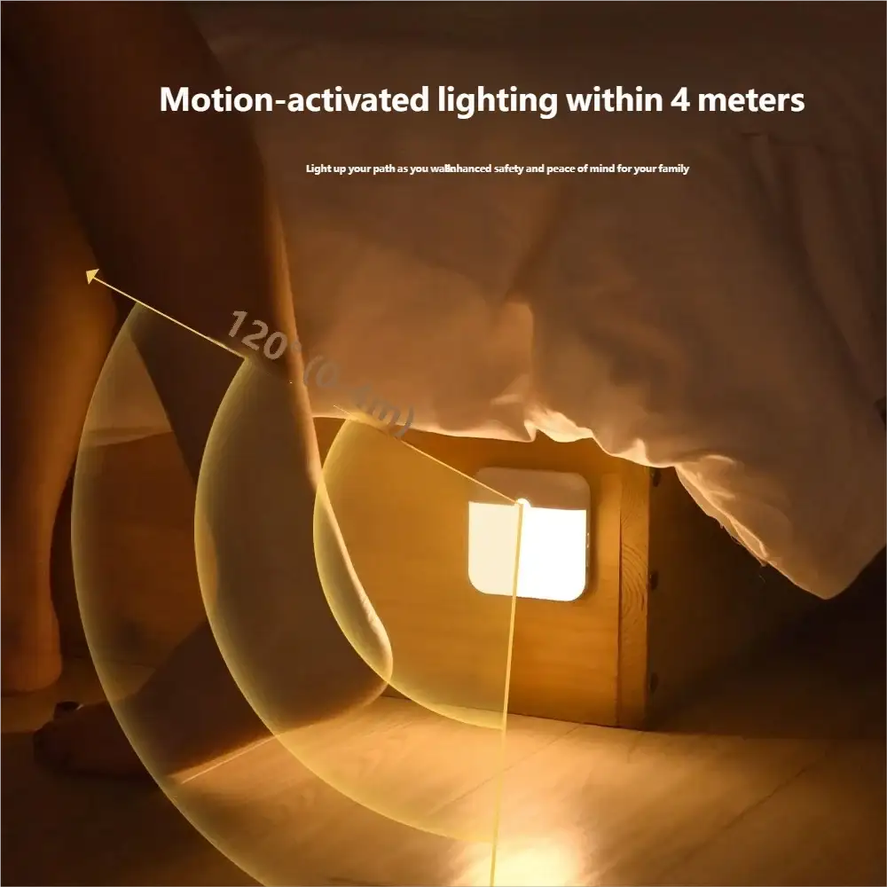 LED Motion Sensor Night Light, Square USB Rechargeable Cabinet Lamp, for Bedroom Kitchen Staircase Hallway Wardrobe