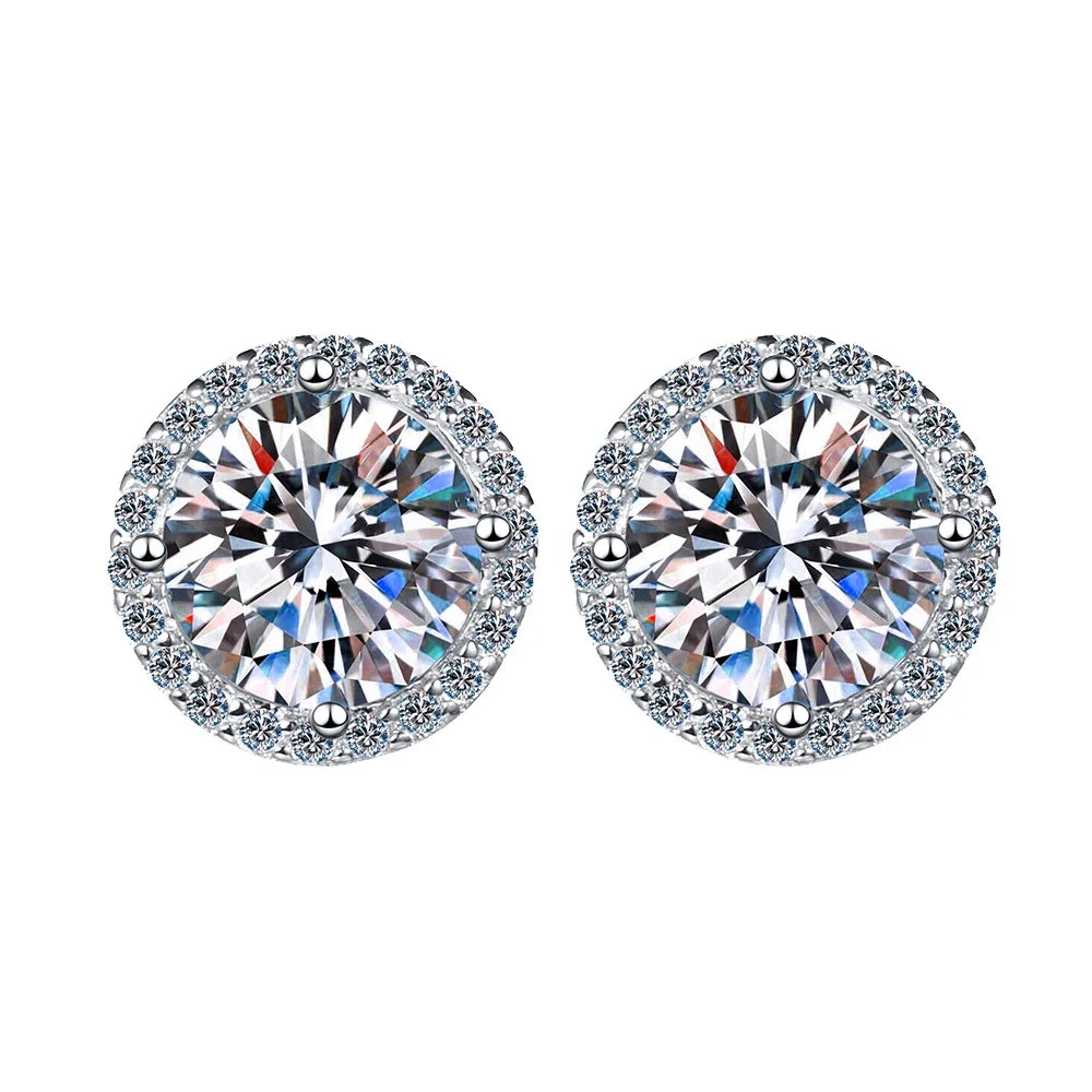 Round Moissanite Stud Earrings in Sterling Silver earplugs earrings — product view 4