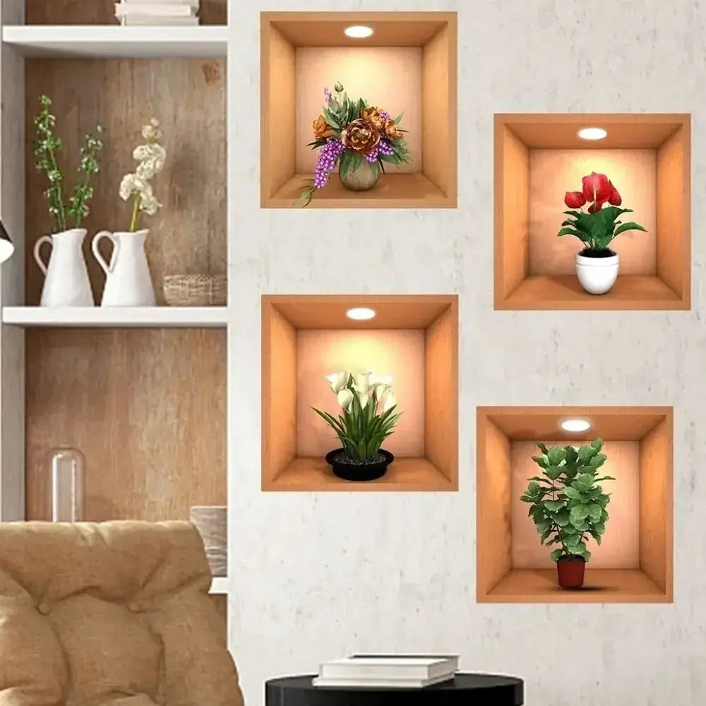PVC Green Plant 3D Wall Stickers Self Adhesive Decor