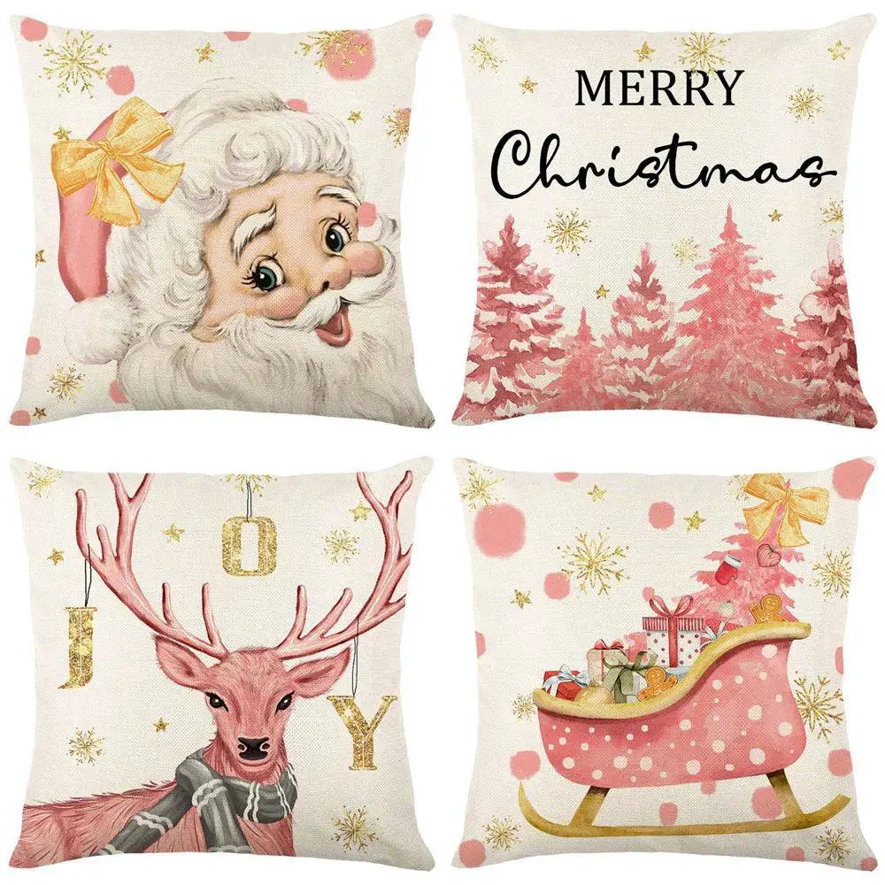 Snowflake Christmas Pillow Covers Set 4 Decorative Cases