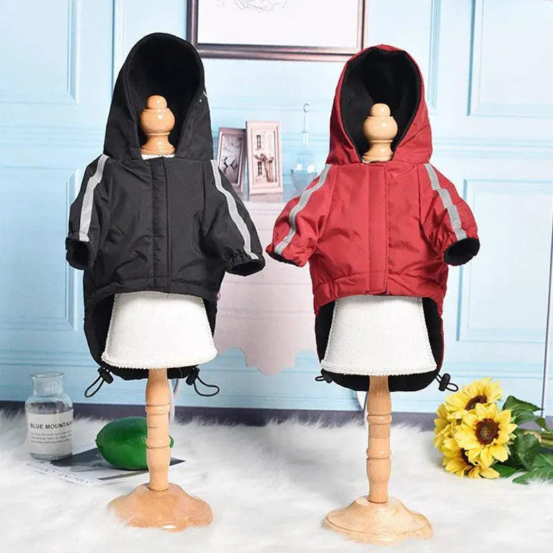 Autumn Winter Hooded Pet Coat Waterproof Warm Reflective