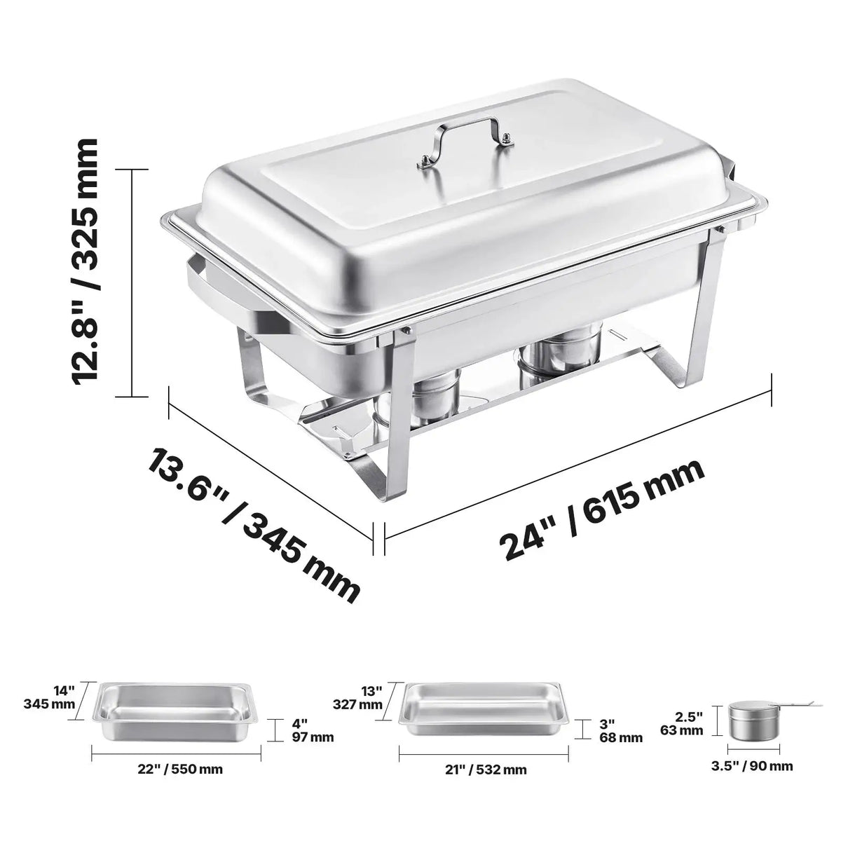 SucceBuy Qt Pack Chafing Dish Buffet Set Stainless Steel Chafer Rectangle — product view 8