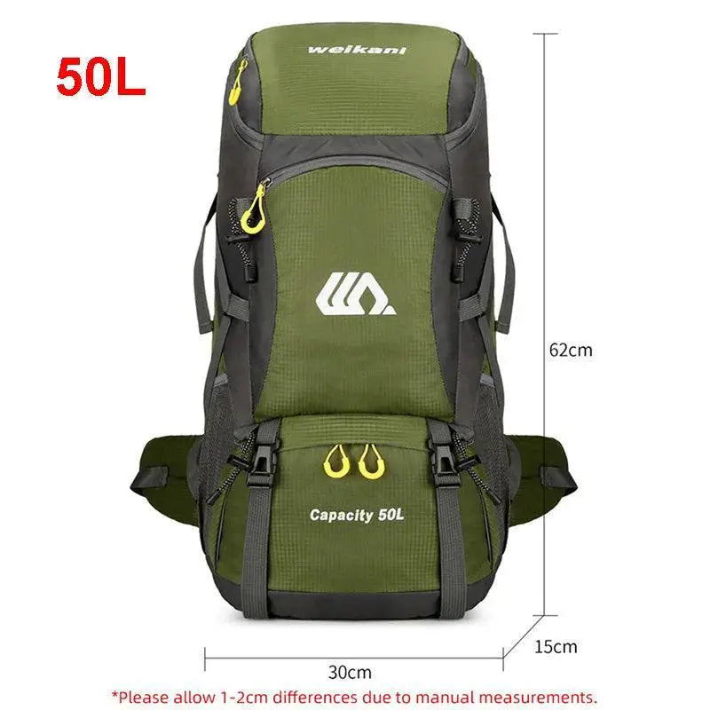 50L Waterproof Travel Backpack For Hiking And Camping