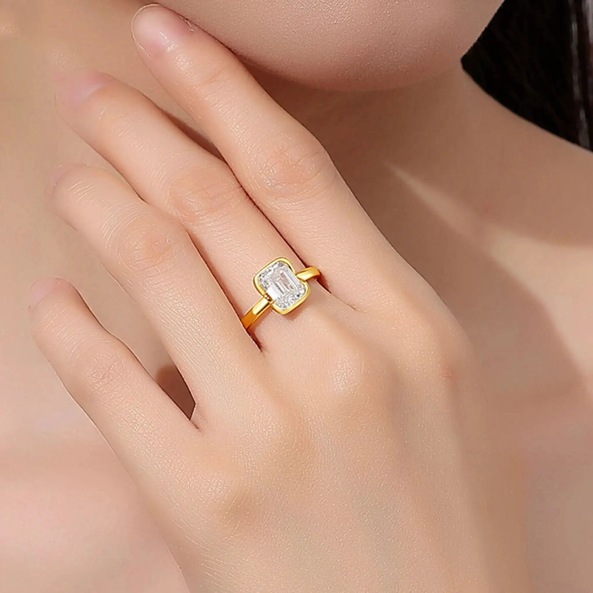 Sterling Silver Silver Square Moissanite Ring — product image 3