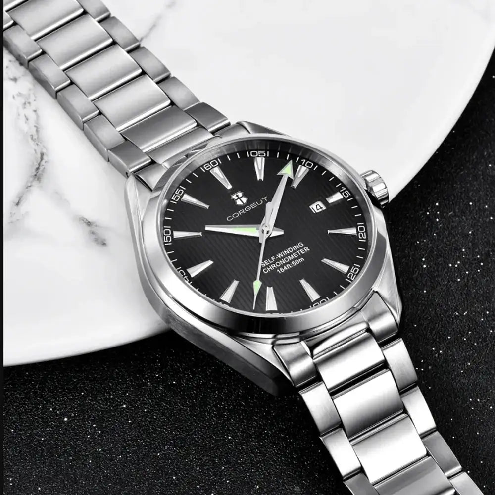 Corgeut 41mm Luxury NH35 Movt Man Sport Clock Automatic Relogio Masculino Mechanical Wristwatch Sapphire Steel Band Men's Watch