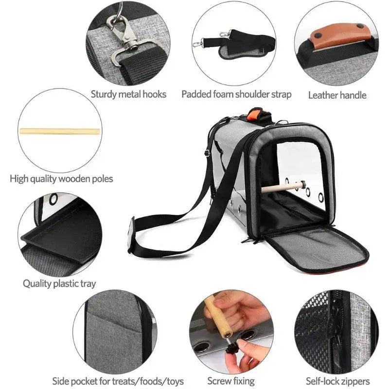 Parrot Travel Carrier Bag Lightweight Mesh Ventilated Cage