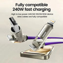 4-in-1 240W USB Type C Silicone Fast Charging Cable, For iPhone Huawei Samsung Xiaomi Durable Type-C To USB A Cable