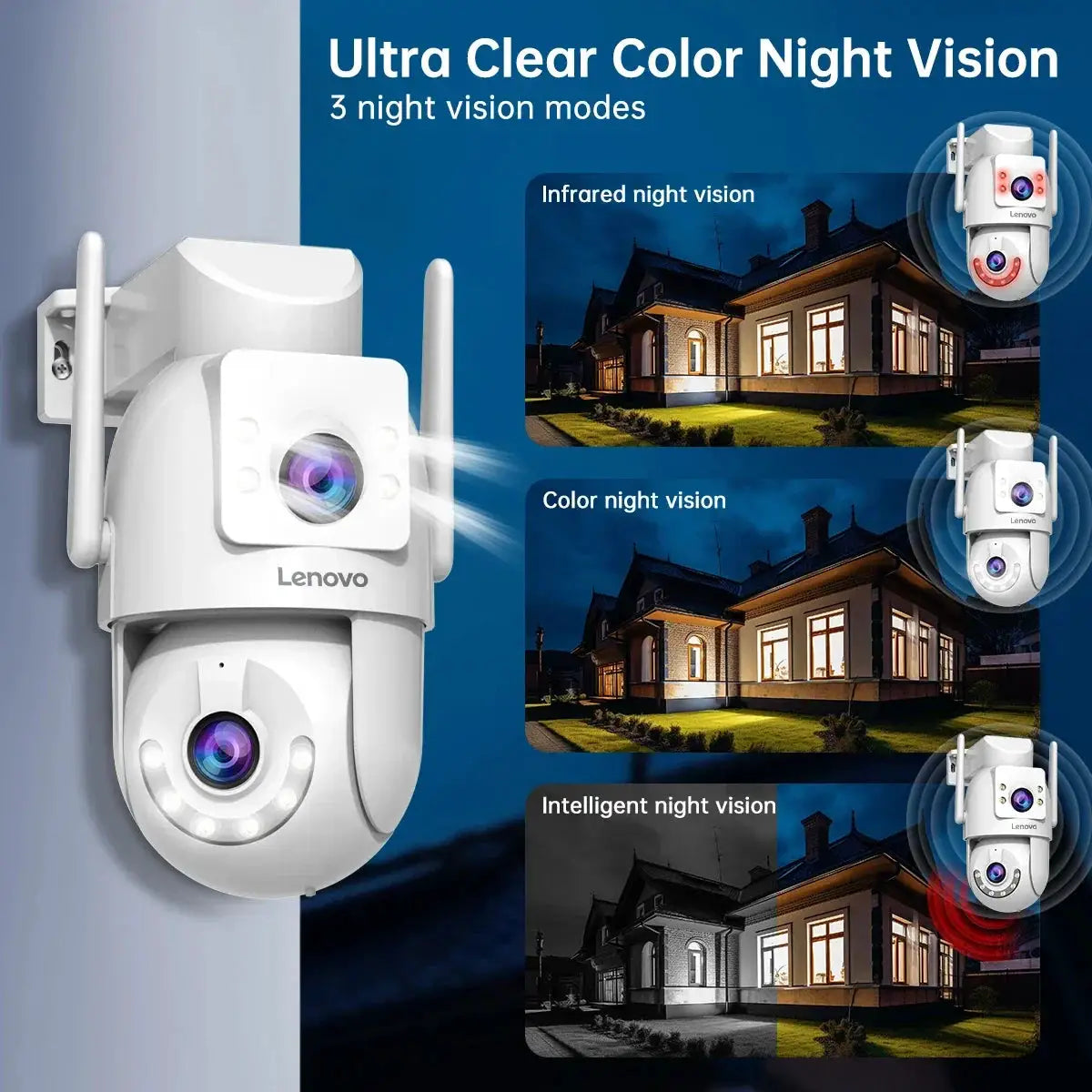 Lenovo 4K Outdoor WiFi Surveillance Camera Dual Lens PTZ IP - OurLum.com