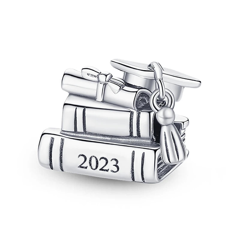Silver Plated Charm Graduation Campus