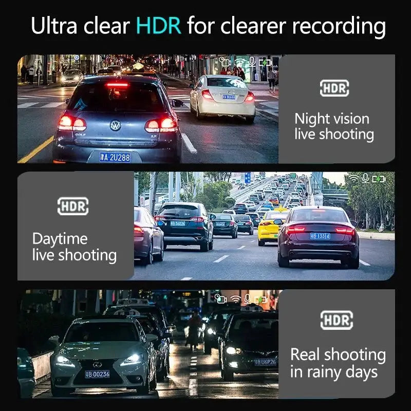 10 Inch Car Touch Screen Rear View Mirror Dash Cam Front And Rear Cameras - stepyours.com