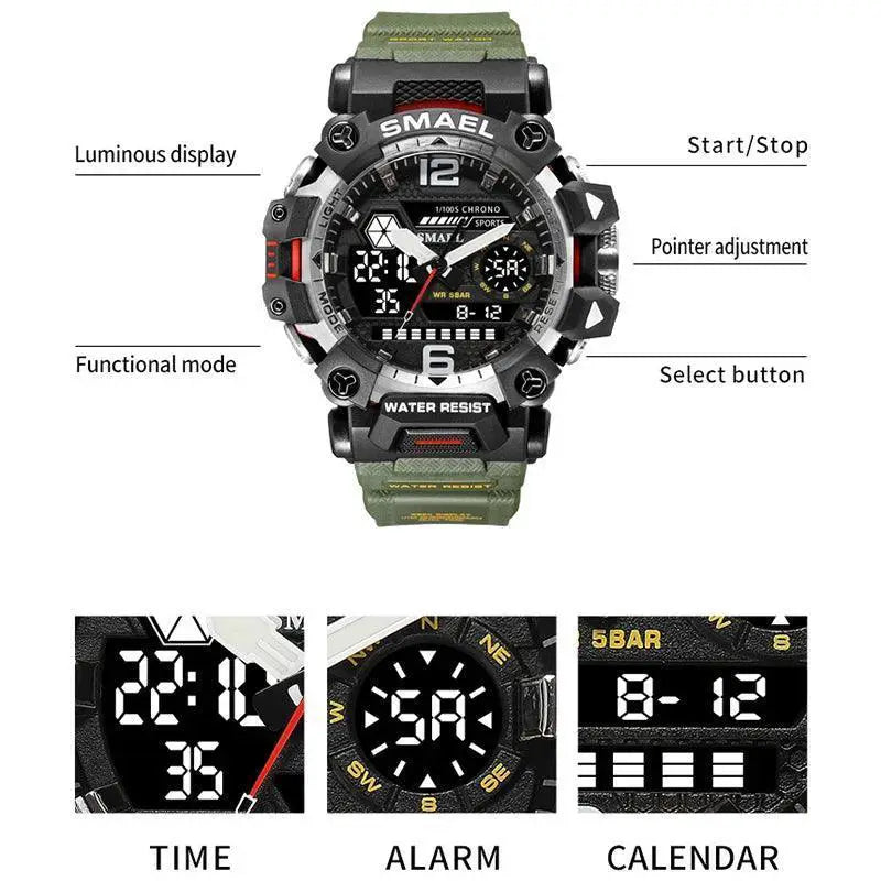 SMAEL Mens Tactical LED Chronograph Watch Outdoor Gear