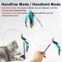Handfree Cat Wand with Bell & Feather Toy for Cats
