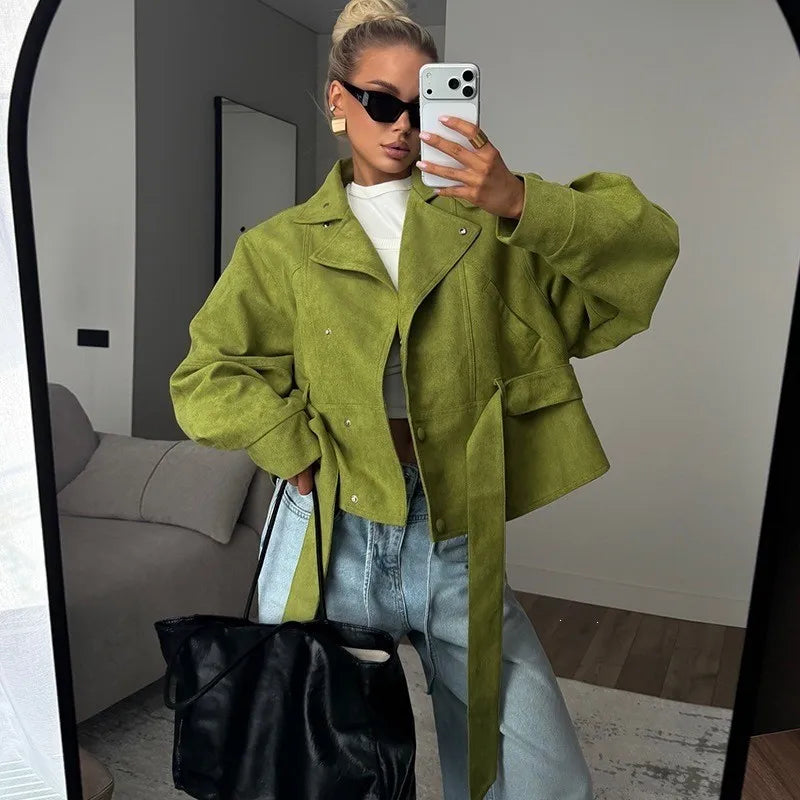 Stand Collar Tie Spring Coat