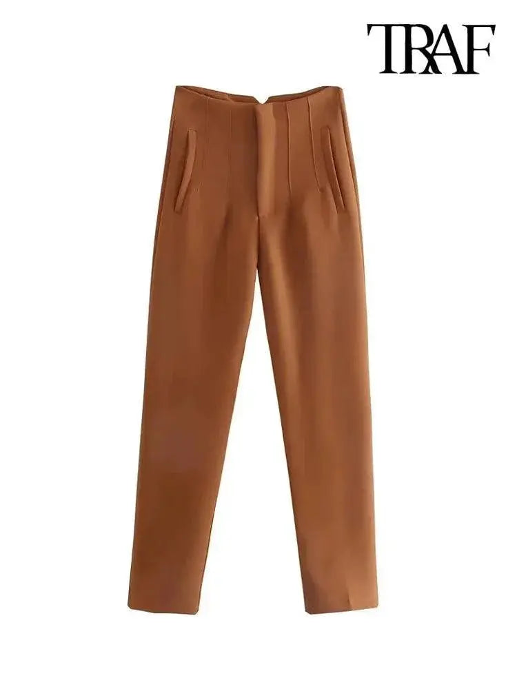 Vintage High Waist Zipper Pencil Pants For Women Classic