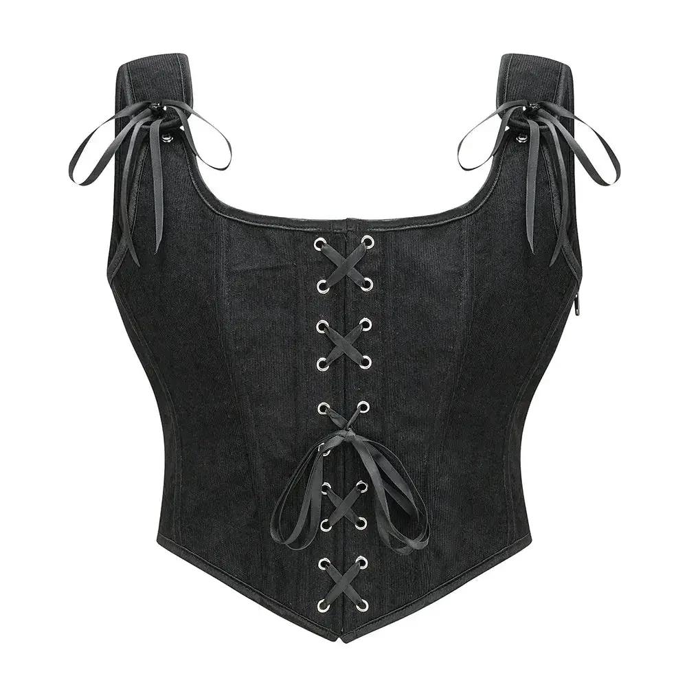 Vintage Gothic Lace Up Corset Tank Top For Women Elegant