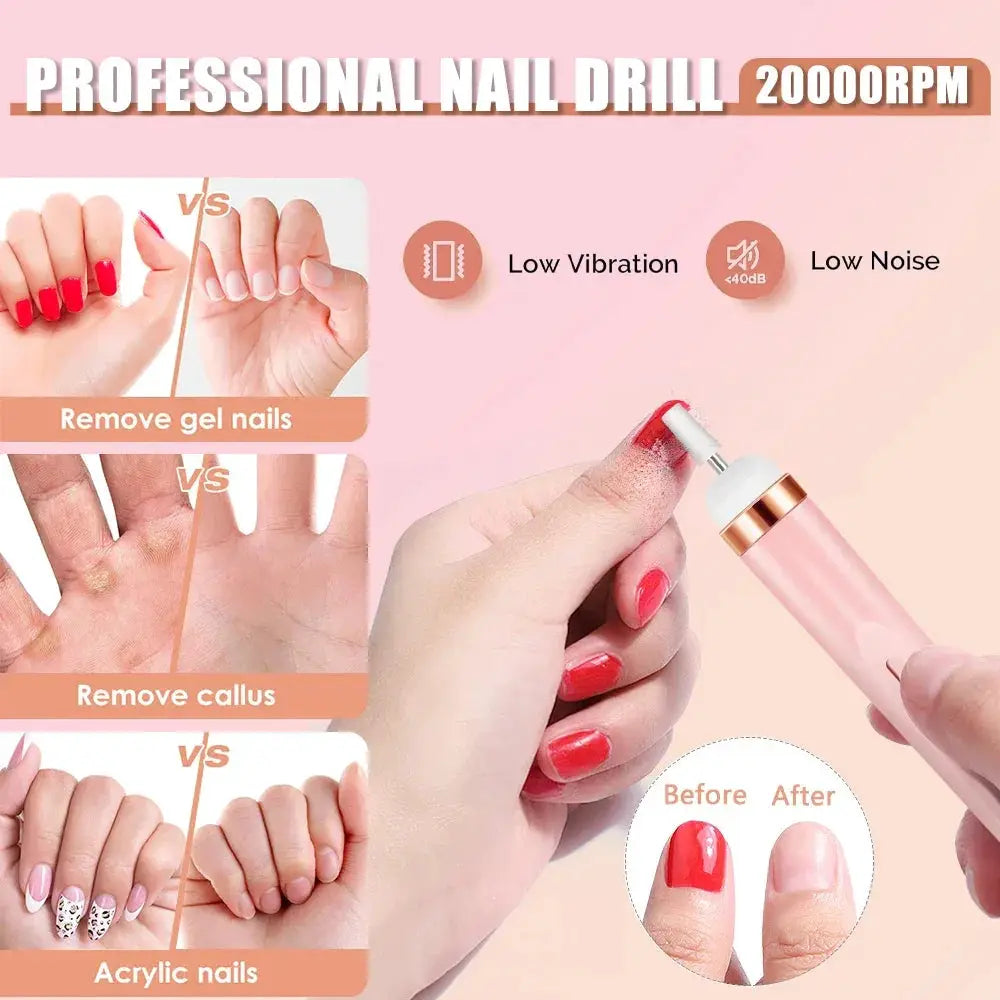 5 In 1 Electric Nail Polish Drill With Light Portable