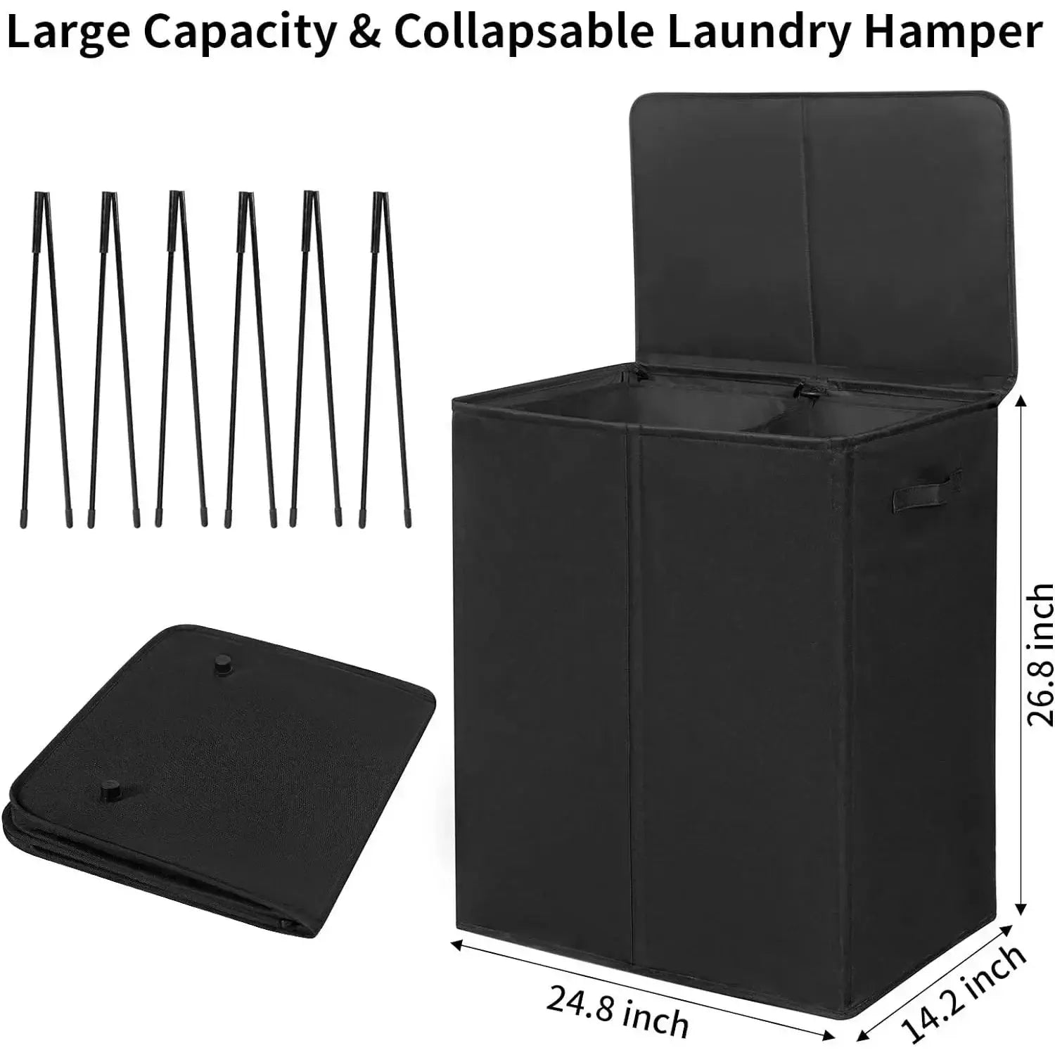 Wowlive 154L Double Laundry Hamper With Lid And Bags