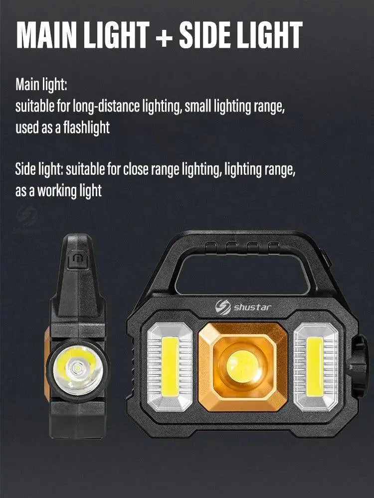 High Power LED Solar Camping Flashlight With USB Charging