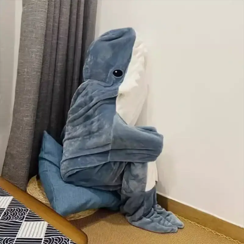 Cartoon Shark Blanket Sleeping Bag For Women Cozy Homewear