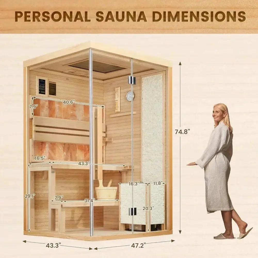 Luxury 2-4 Person Steam Sauna With 2300W Heater Home