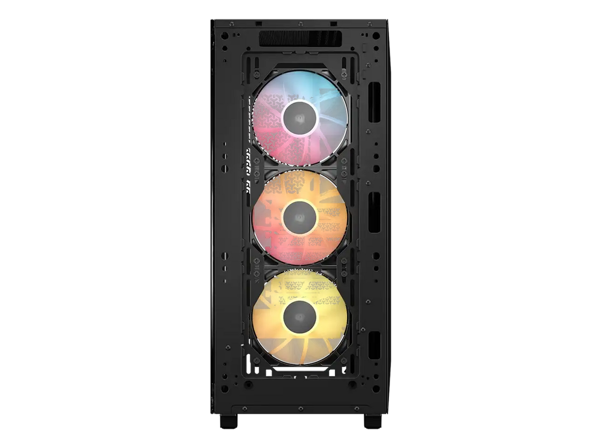 The CORSAIR 3200D RS ARGB is a spacious and fully-loaded mid-tower chassis with 3x RS120 ARGB fans and useful DIY features for an easy build with powerful cooling. Smoke.
