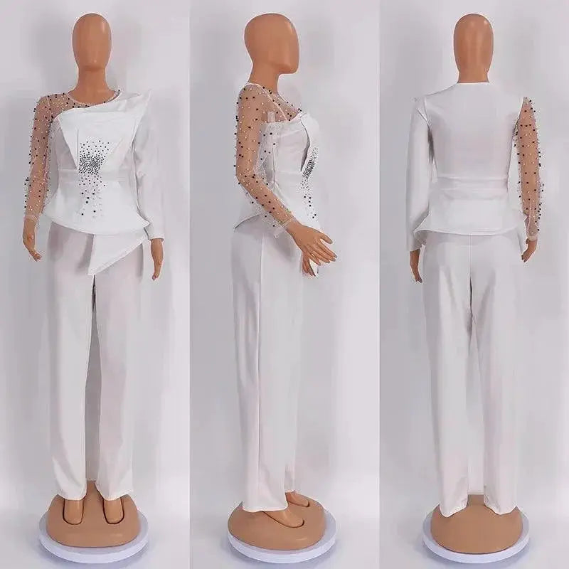 Shimmer Beaded Two Piece Set For Vintage Chic Style
