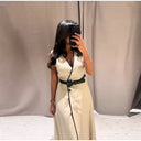 Flattering Patchwork Midi Dress for Women
