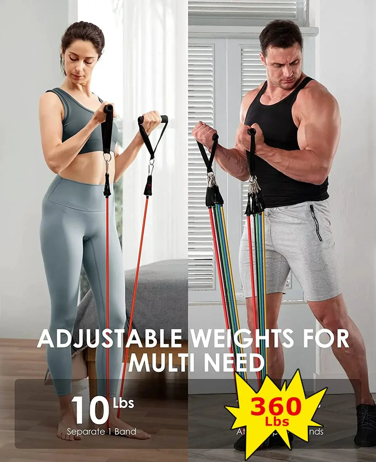 Ultimate 360lbs Resistance Bands Set for Home Gym Use