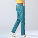 Spring Men's Slim Jeans Classic Style Straight Elasticity Cotton Denim Pants Male Brand Trousers Wine Red Black White
