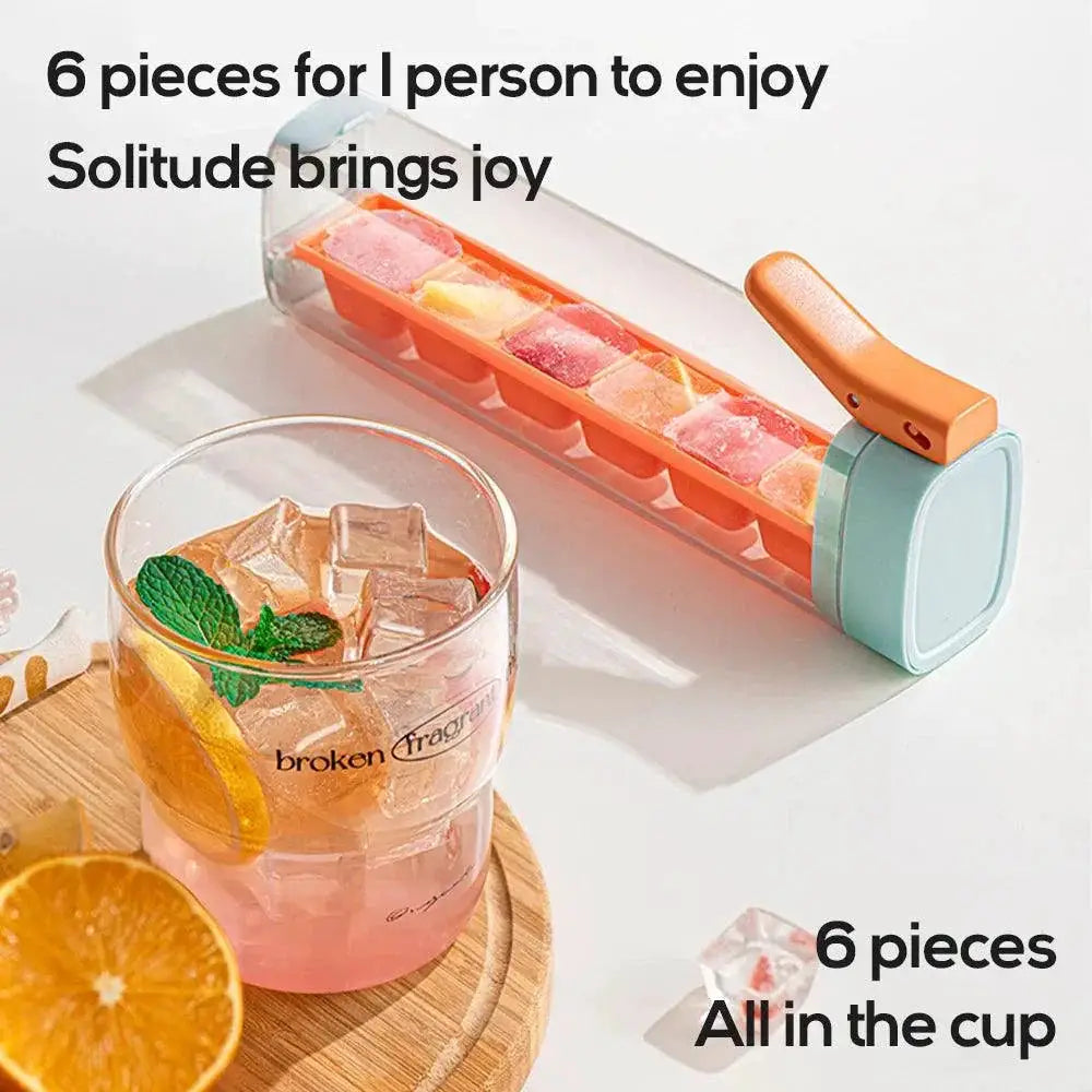 One Handed Ice Cube Tray With Lid Press Ice Cube Maker