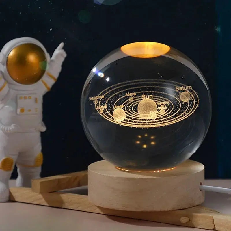 3D Crystal Ball Light Carving Solar System Night Light LED