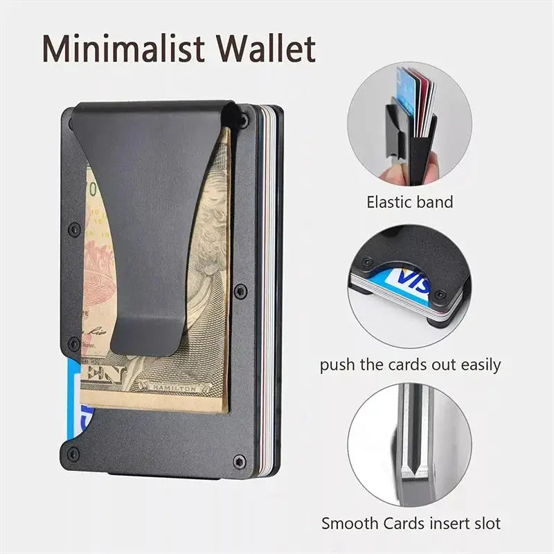 Clip Metal Wallet Aluminum Minimalist Blocking Holder - OurLum.com