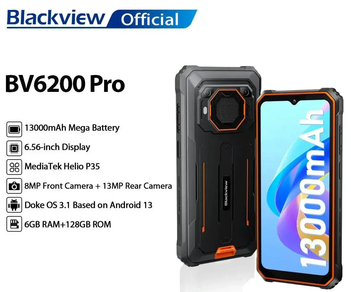 Blackview BV6200 Pro Rugged Phone Android13 13000mAh Battery