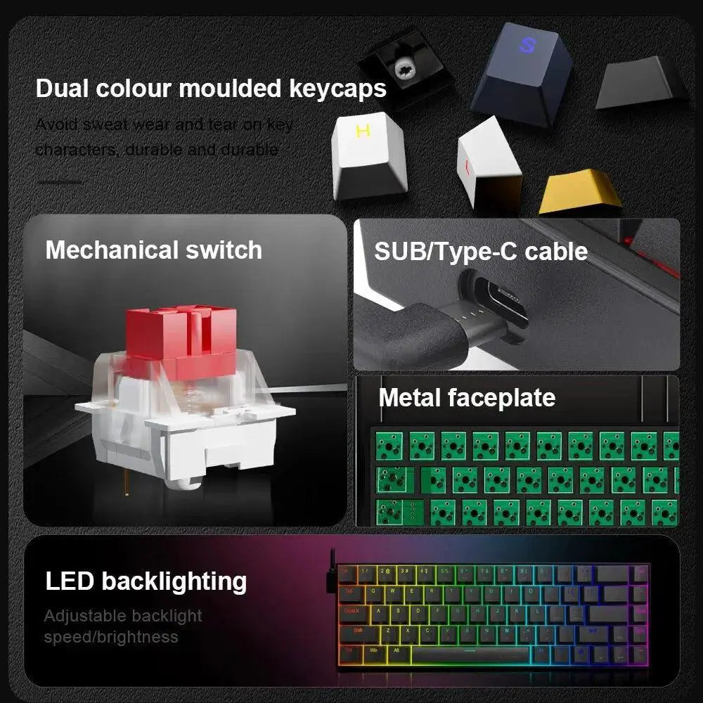 E-YOOSO Z686 RGB Mechanical Keyboard Red Switches For Gaming
