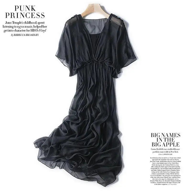 100% Silk White Dress For Women Summer 2024 Beach Maxi - OurLum.com