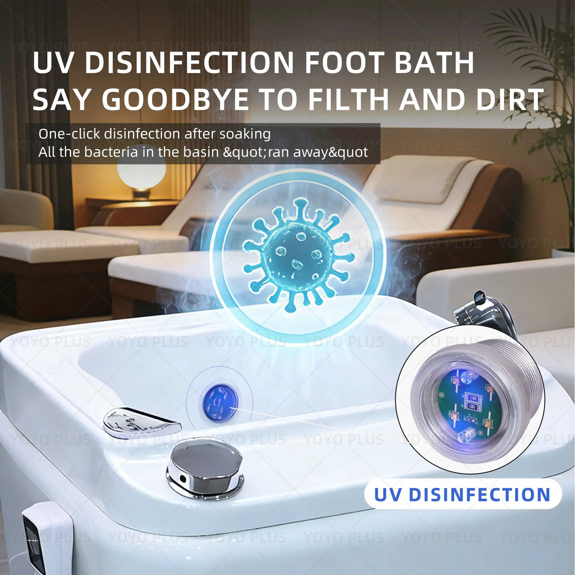 Foot Basin Constant Temperature Heating Massage Footbath with One-Button Drainage Timing Deep Clean Foot Bath for Salon