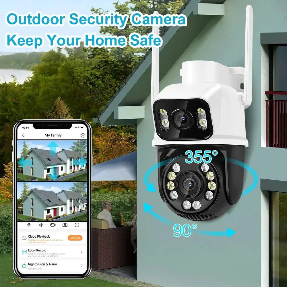 Advanced Dual Lens Outdoor Security Camera Dual Screens
