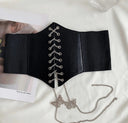 Butterfly Chain Corset Wide Belts PU Leather Slimming Girdle